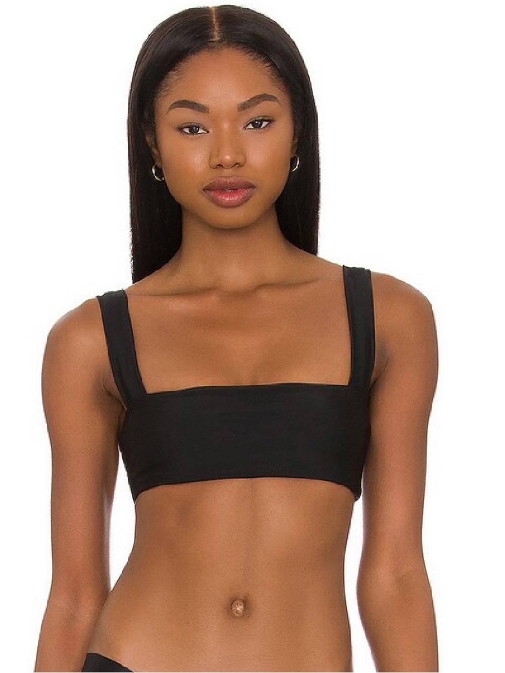 Lovers + Friends Black Square Neck Bikini Top